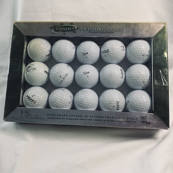 Tour 2 Technology Refurbished 15 Golf Balls Sealed Box Various Brands New In Box - Picture 1 of 3
